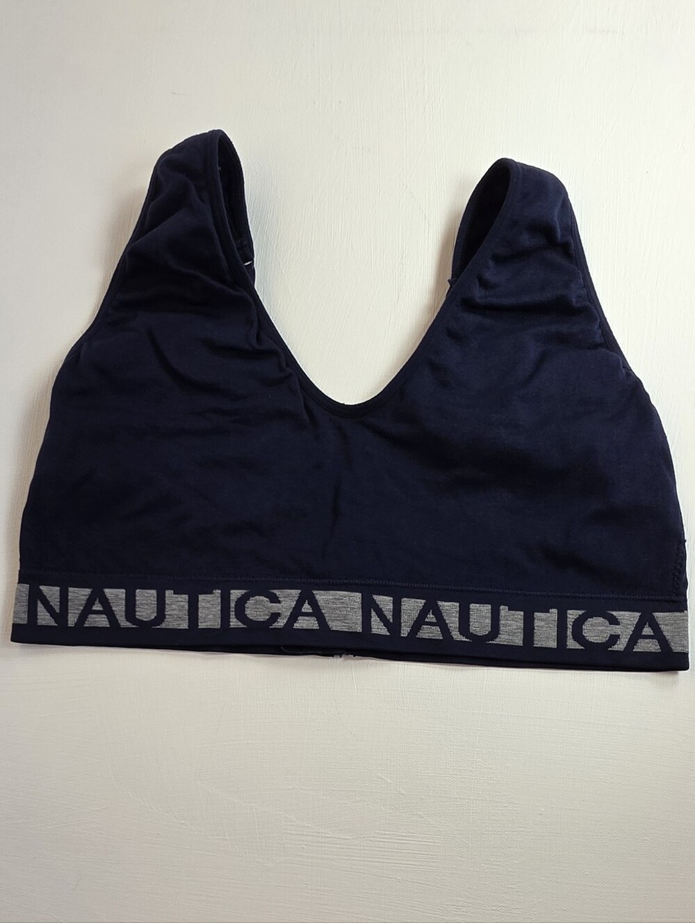 Nautica Navy Logo Elastic-Band Bralette/Sports Bra Size XL